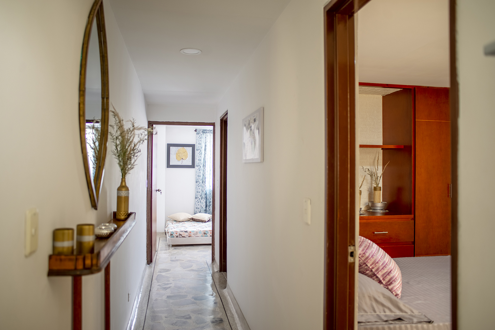 Interior hallway connecting rooms